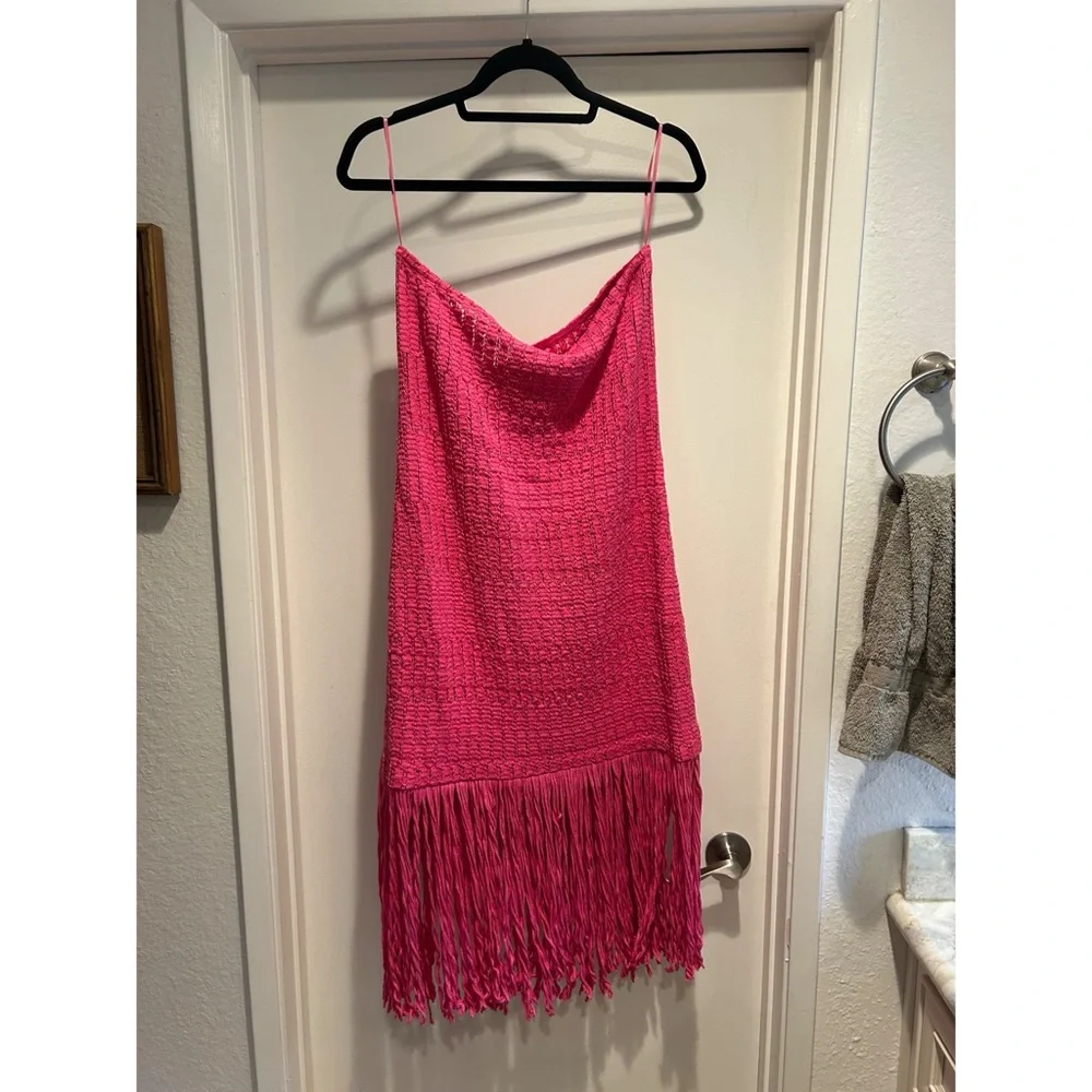 Crochet Fringe Strapless Dress - Picture 4 of 6